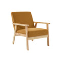 Fauteuil en bois avec rembourrage de couleur moutarde