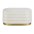 Pouf en velours blanc avec base dorée