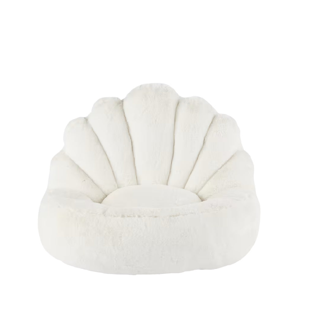 Fauteuil en Peluche Blanc en Forme de Coquillage