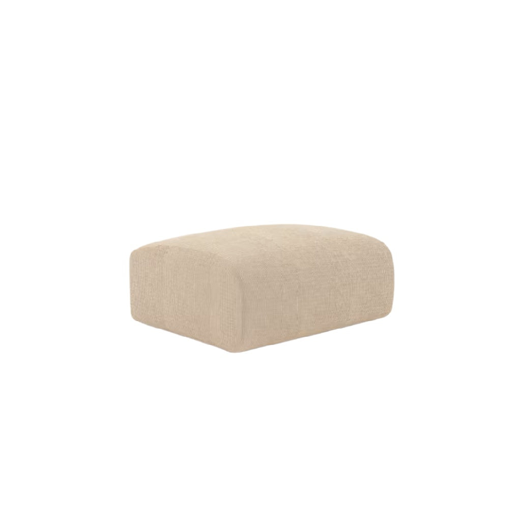 Pouf rectangulaire en tissu beige doux