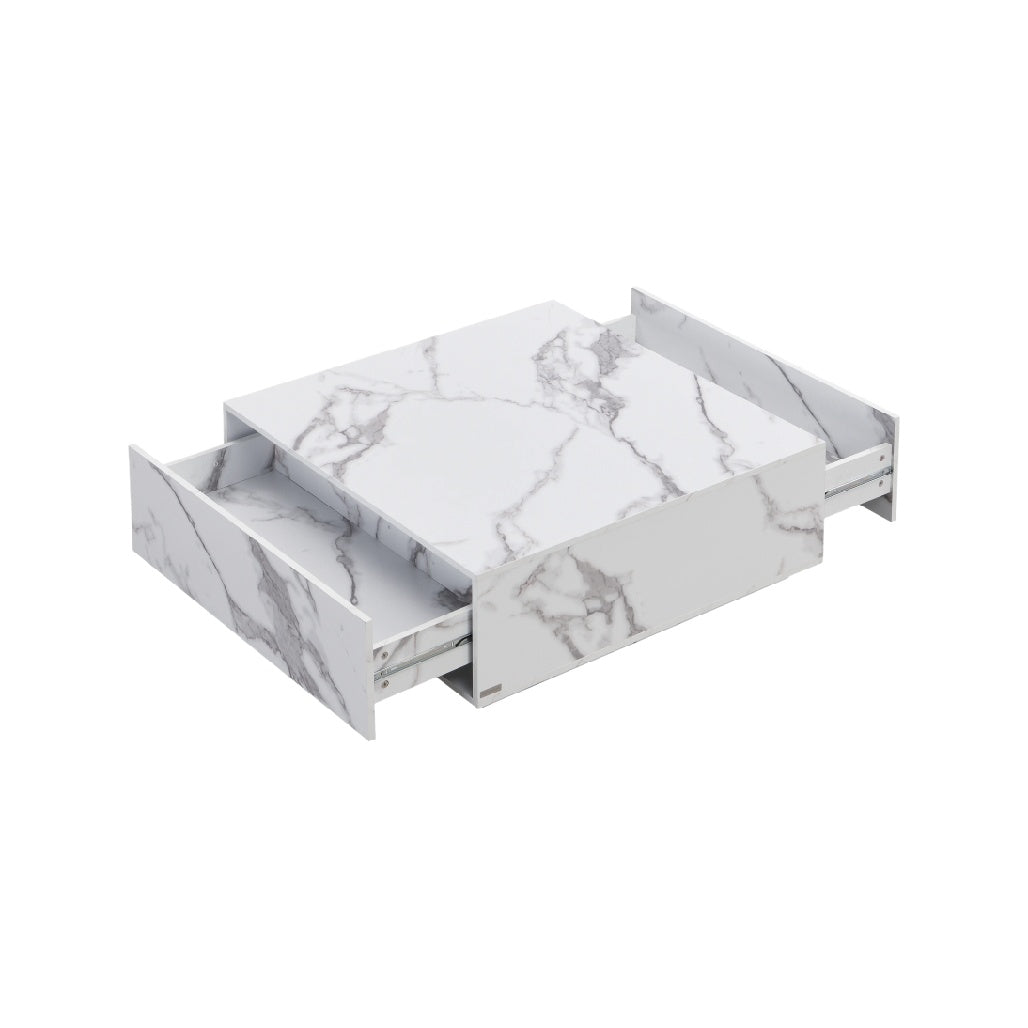 Titre technique en français : "Tiroir en marbre blanc avec finition lisse et design moderne"
